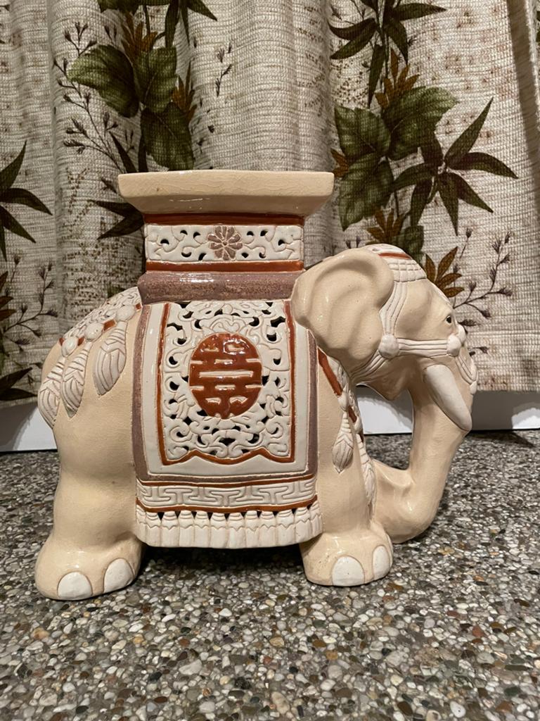 Vintage olifant plantentafel plantenzuil, Ophalen, Zo goed als nieuw
