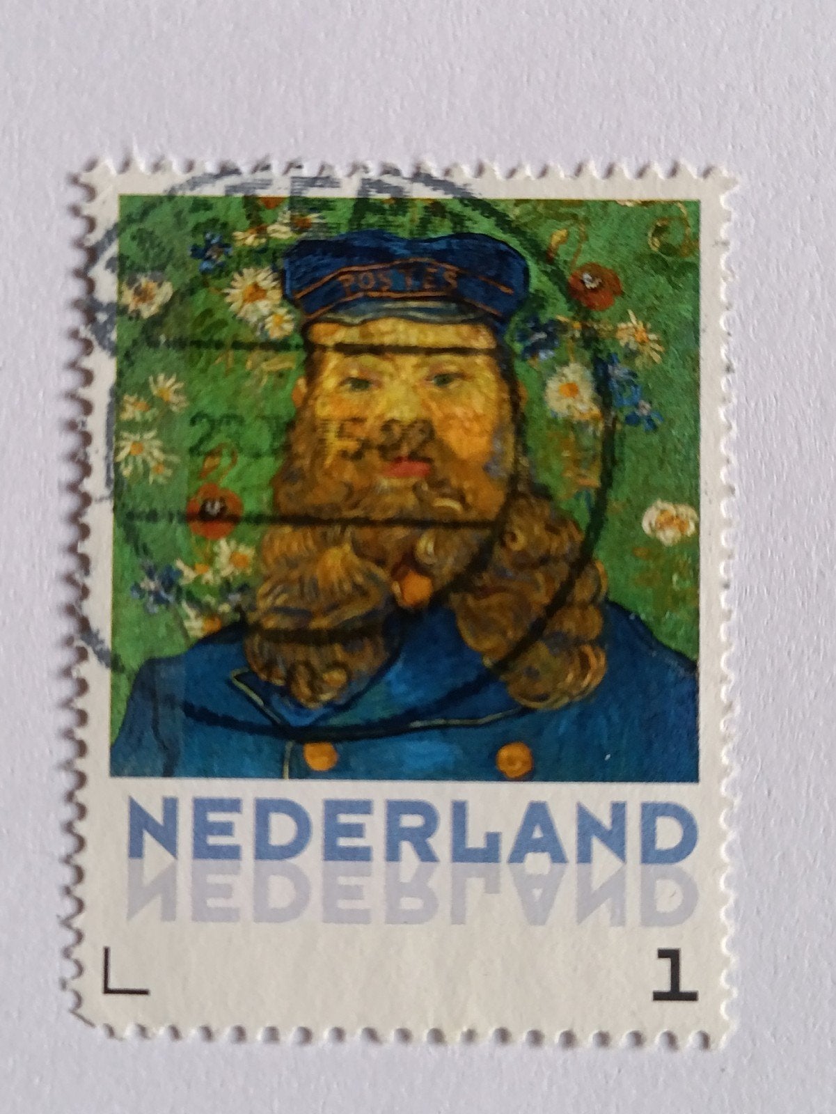 Persoonlijke postzegel: Van Gogh Portret van de postbode Ro, Postzegels en Munten, Ophalen of Verzenden, Na 1940, Gestempeld