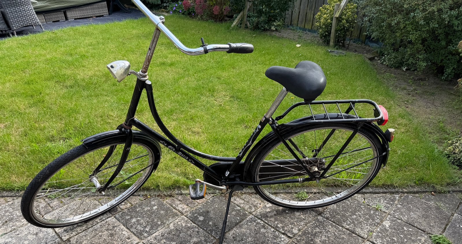 Zwarte omafiets / damesfiets – terugtraprem + slot, 47 tot 50 cm, Ophalen, Gebruikt, Terugtraprem