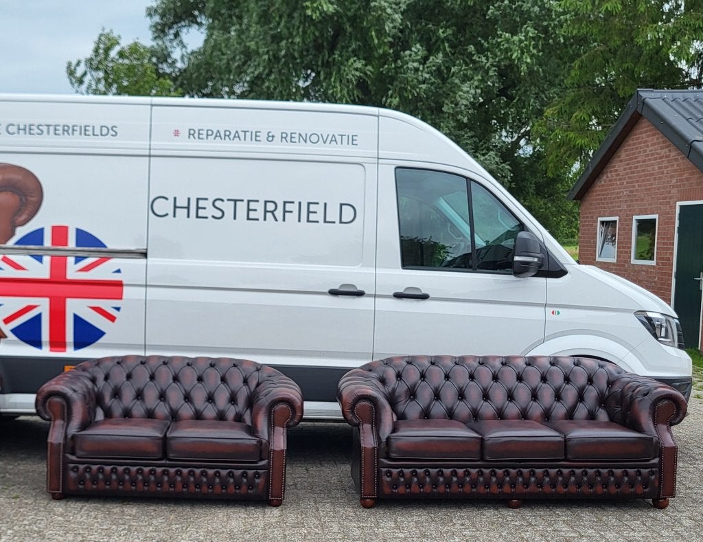 Chesterfield bankstel model Windsor 3+2 zits, Gebruikt, Chesterfield, 75 tot 100 cm, Ophalen of Verzenden