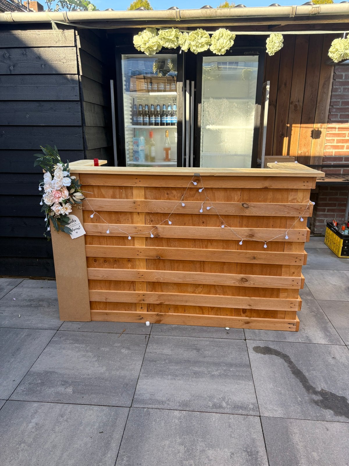 Pallet bar met werkblad, Huis en Inrichting, Barren, Ophalen, Gebruikt