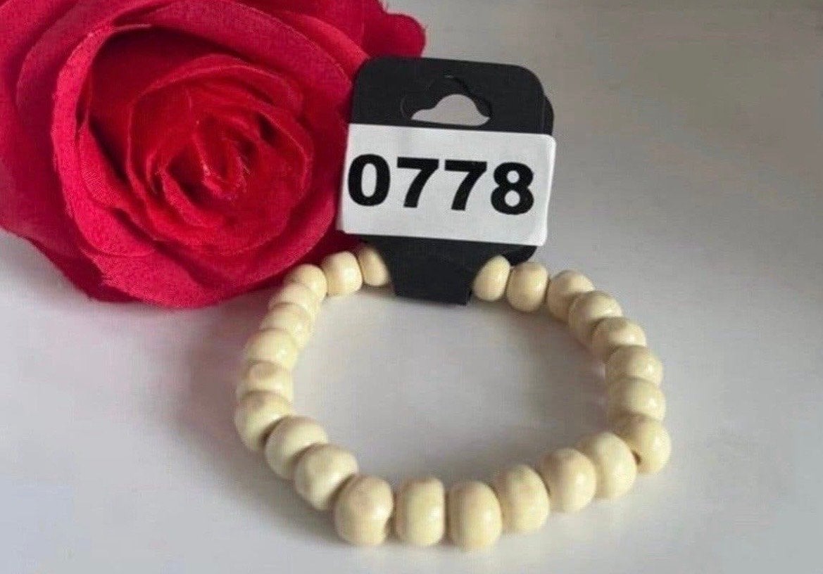Nieuwe houten kralen armband, crème kleurig, Verzenden, Nieuw, Beige, Hout