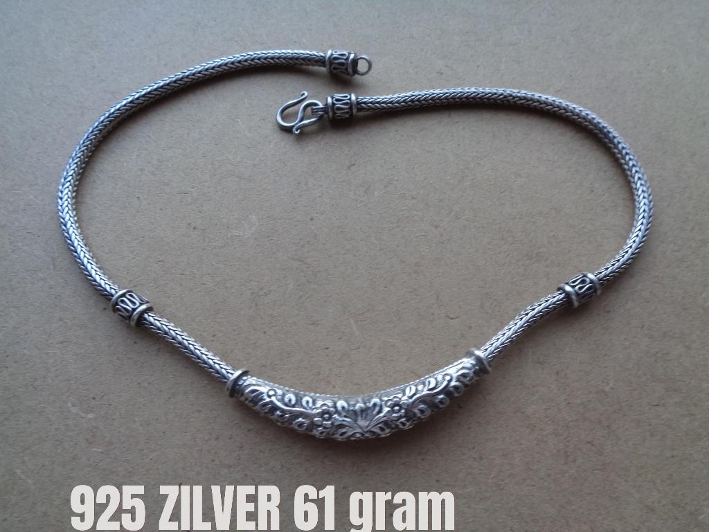 zilveren Bali ketting met mooie vaste hanger [029], Met hanger, Verzenden, Zo goed als nieuw, Zilver
