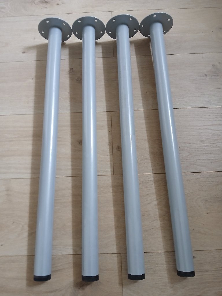 4 metalen tafelpoten, metaal, lichtgrijs, Huis en Inrichting, Tafelonderdelen, Ophalen, Tafelpoot, Minder dan 50 cm, Gebruikt