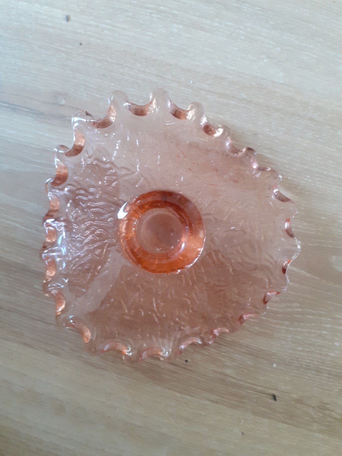 Midcentury vintage kaarsenstandaard rosalieglas, Ophalen of Verzenden, Roze, Kandelaar, Glas