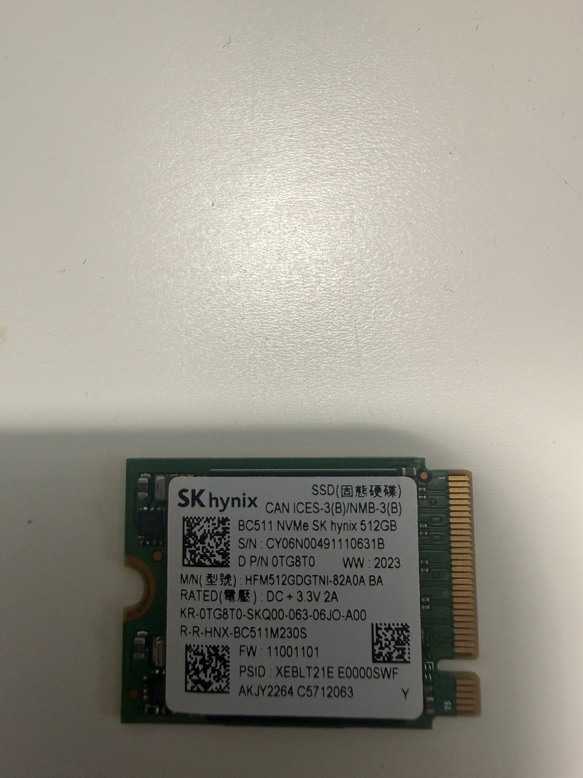 NVMe 512 GB SSD Harddisk, Computers en Software, Ophalen of Verzenden, Zo goed als nieuw, Laptop, Overige aansluitingen