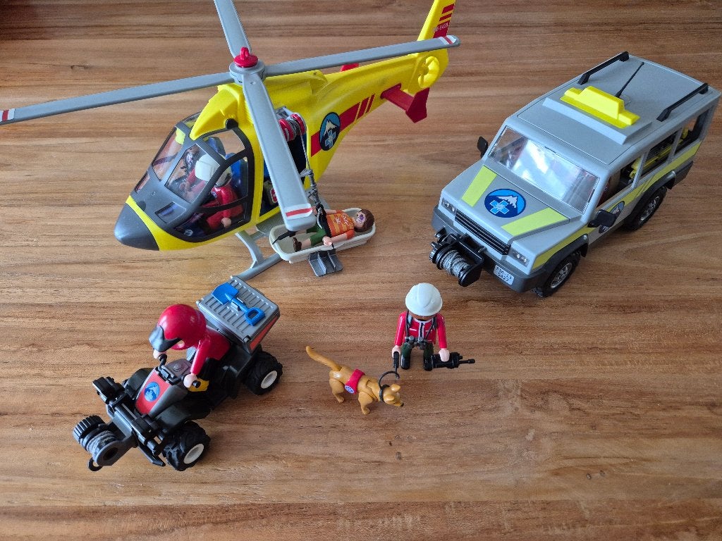 Playmobil reddingsdienst helikoter+auto 5427 5428 5429 5431, Complete set, Voertuig, Ophalen of Verzenden, Zo goed als nieuw