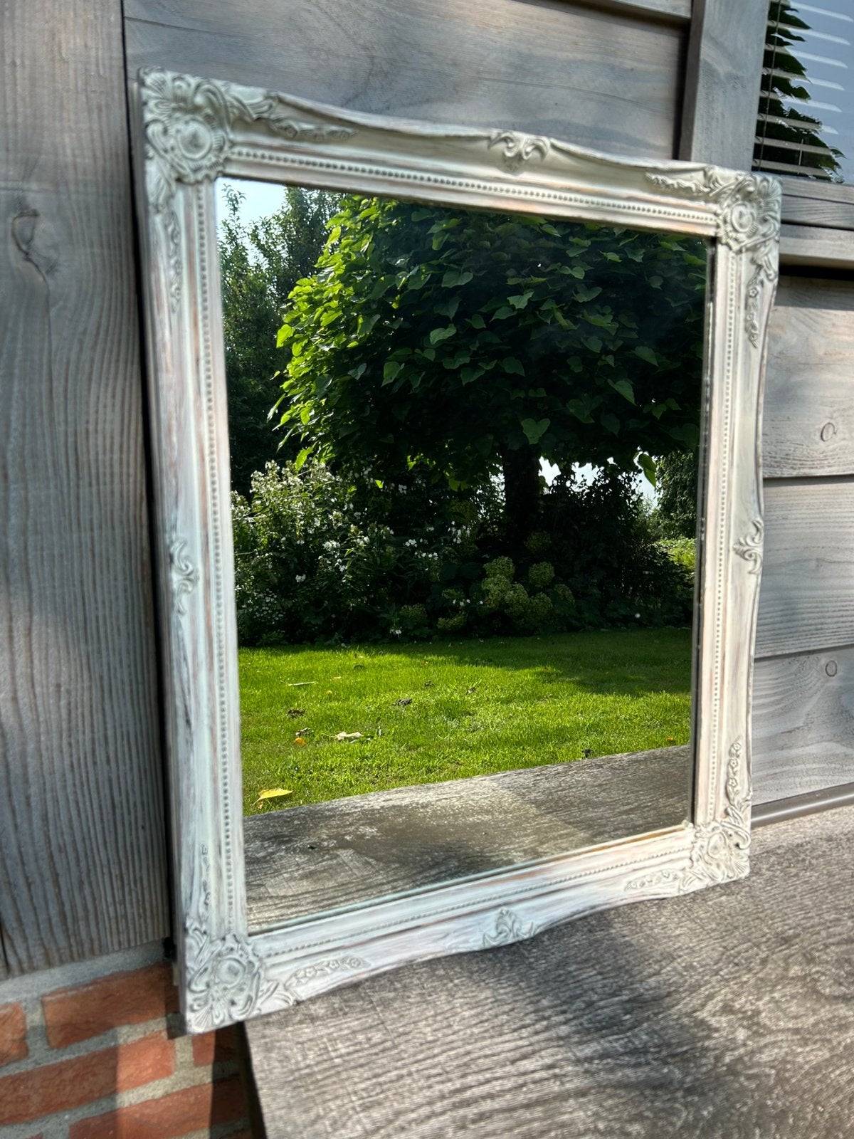 Landelijke brocante spiegel, Minder dan 50 cm, Gebruikt, Ophalen of Verzenden, Minder dan 100 cm