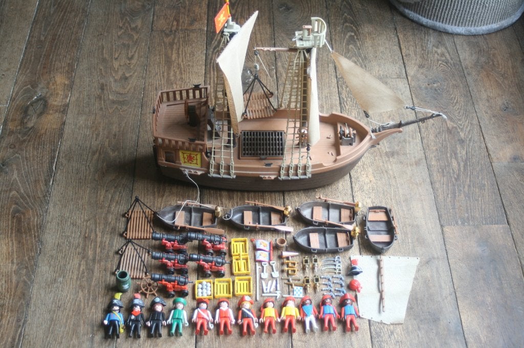 Playmobil clicky 3550 piratenschip 1978 + zeer veel extra's, Kinderen en Baby's, Pirates, Gebruikt, Complete set, Ophalen of Verzenden