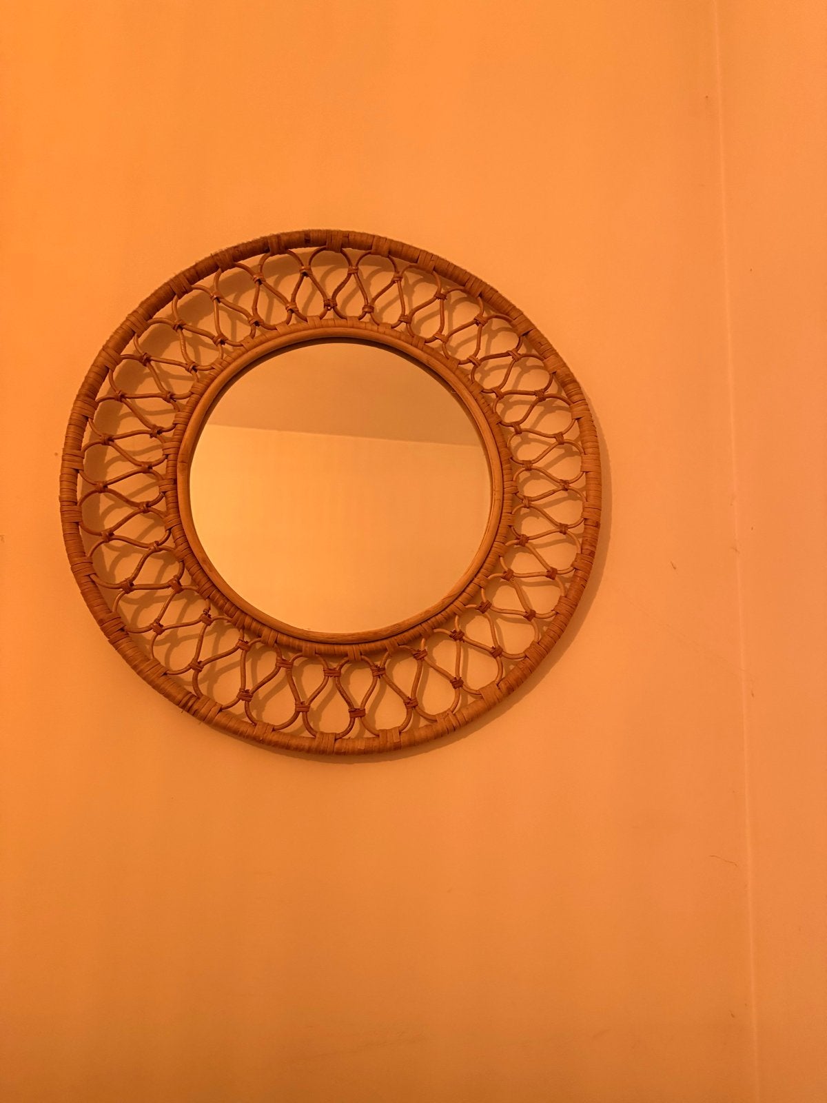 IKEA Rotan Spiegel - Rond en Decoratief, Rond, Ophalen of Verzenden, Zo goed als nieuw, Minder dan 100 cm
