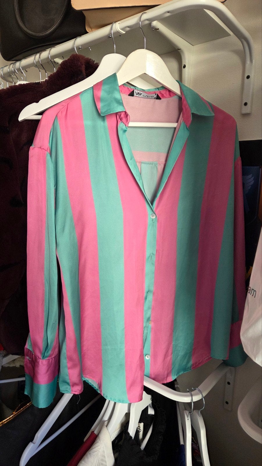 Zara gestreepte blouse roze/groen maat S, Kleding | Dames, Zara, Ophalen of Verzenden, Zo goed als nieuw, Roze