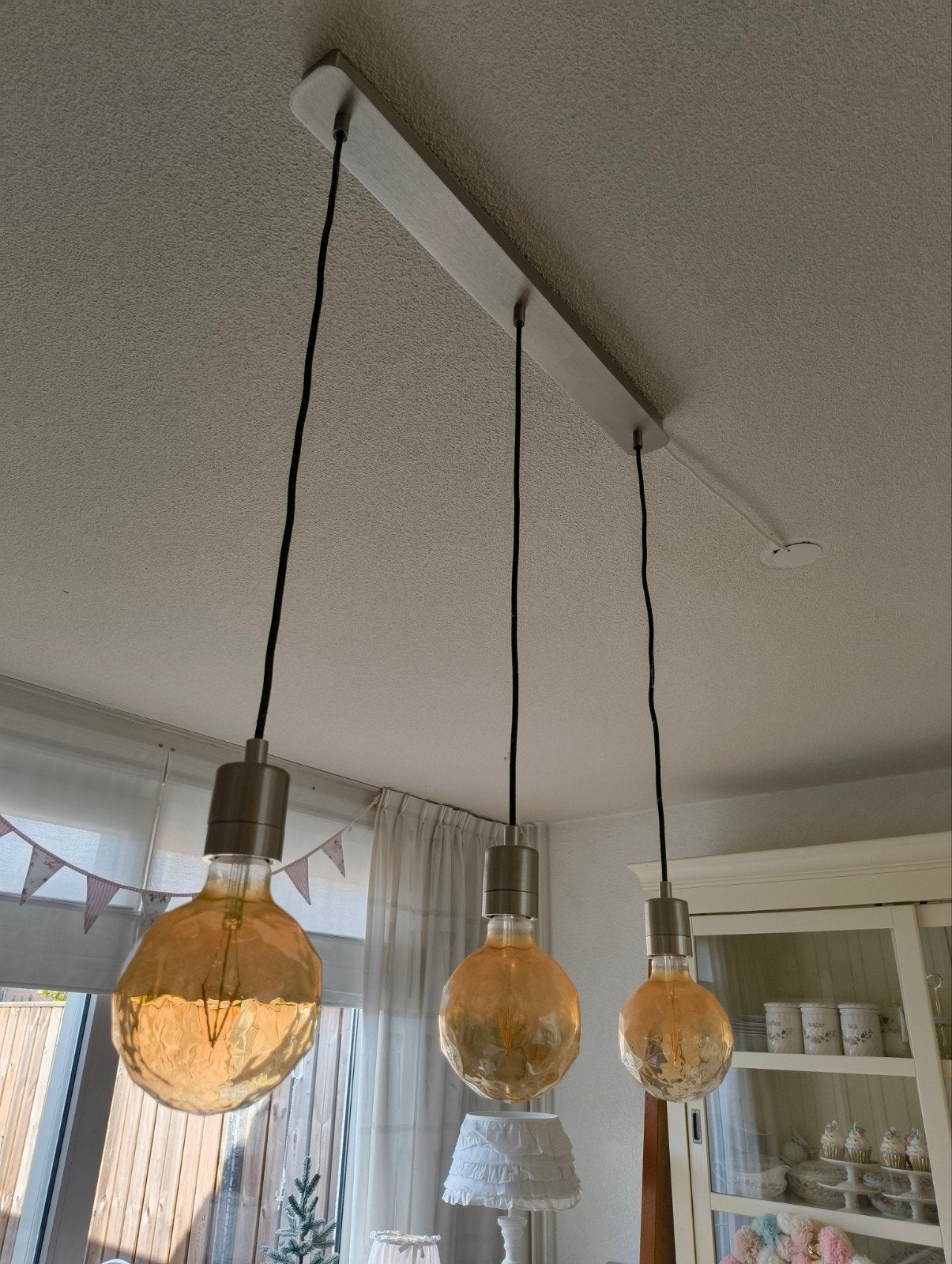 IKEA Skaftet lamp met 3 Molnart LED lampen, Huis en Inrichting, Modern, Scandinavisch, Zo goed als nieuw, Glas, E27 (groot)