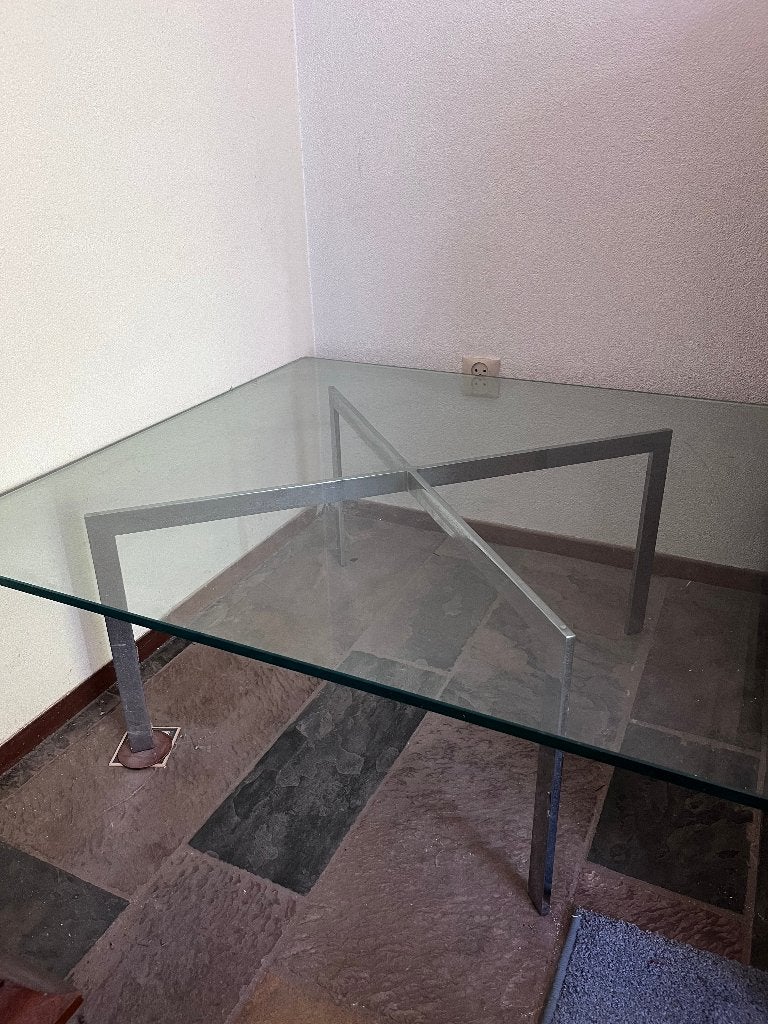 Knoll Barcelona salontafel, Ophalen, Gebruikt, 100 tot 150 cm, Vierkant