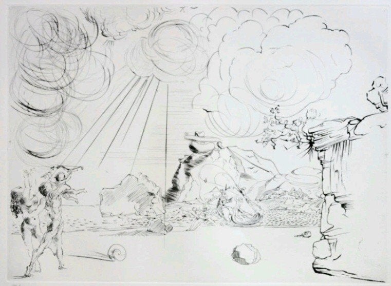 Salvador Dalí – Plage à Cadaqués 15/50– originele droge-naal, Ophalen of Verzenden