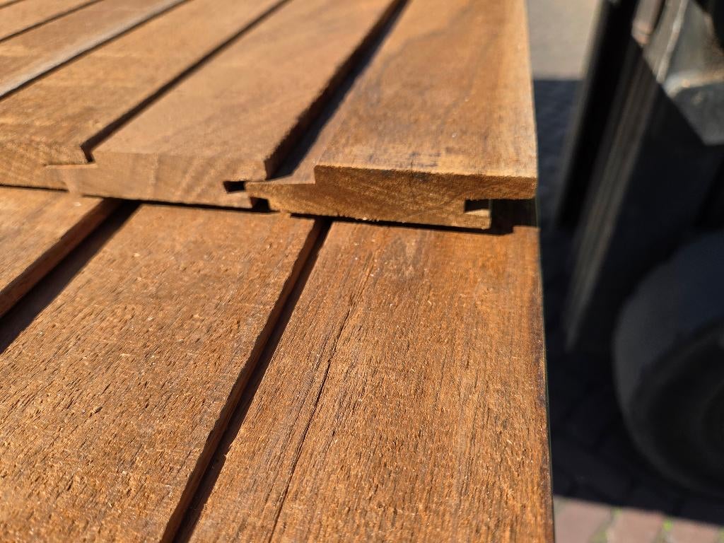 5.5 m2 Hardhout Rabat - Fijnbezaagd - nr: HP53, Ophalen, Planken, Nieuw, Hardhout