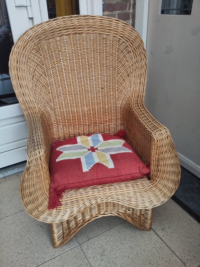 Rieten leunstoel, Ophalen, Gebruikt, Overige kleuren, Riet of Rotan