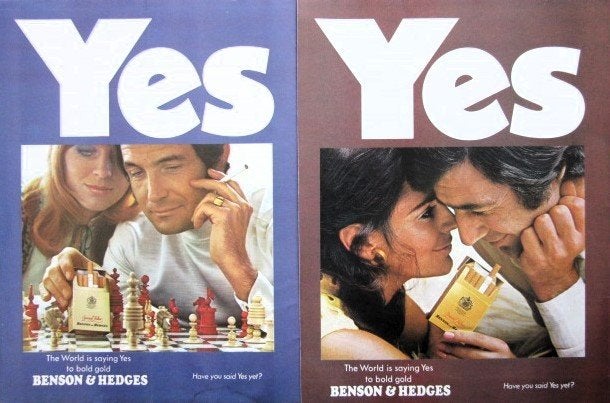 15 oude reclames Benson and Hedges sigaretten 70-72 sigaret, Verzamelen, Ophalen of Verzenden, Gebruikt, Sigarenbandjes