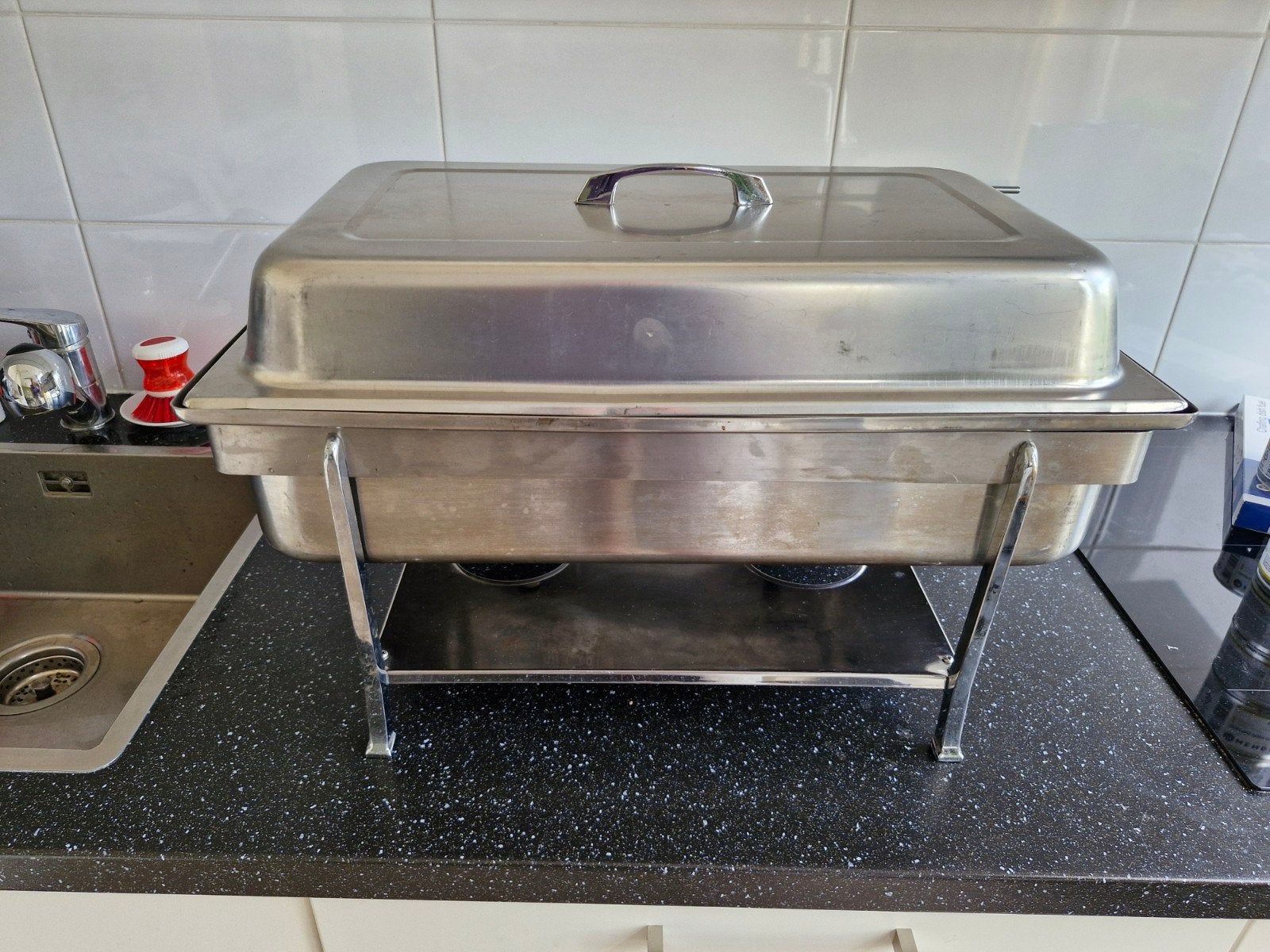 Chafing Dish Set - RVS Warmhoudschaal met Brandpasta, Ophalen, Gebruikt