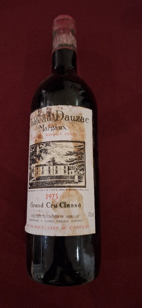 Château Dauzac, Margaux, 1973, grand cru classé, 1 fles, Frankrijk, Ophalen of Verzenden, Zo goed als nieuw, Rode wijn