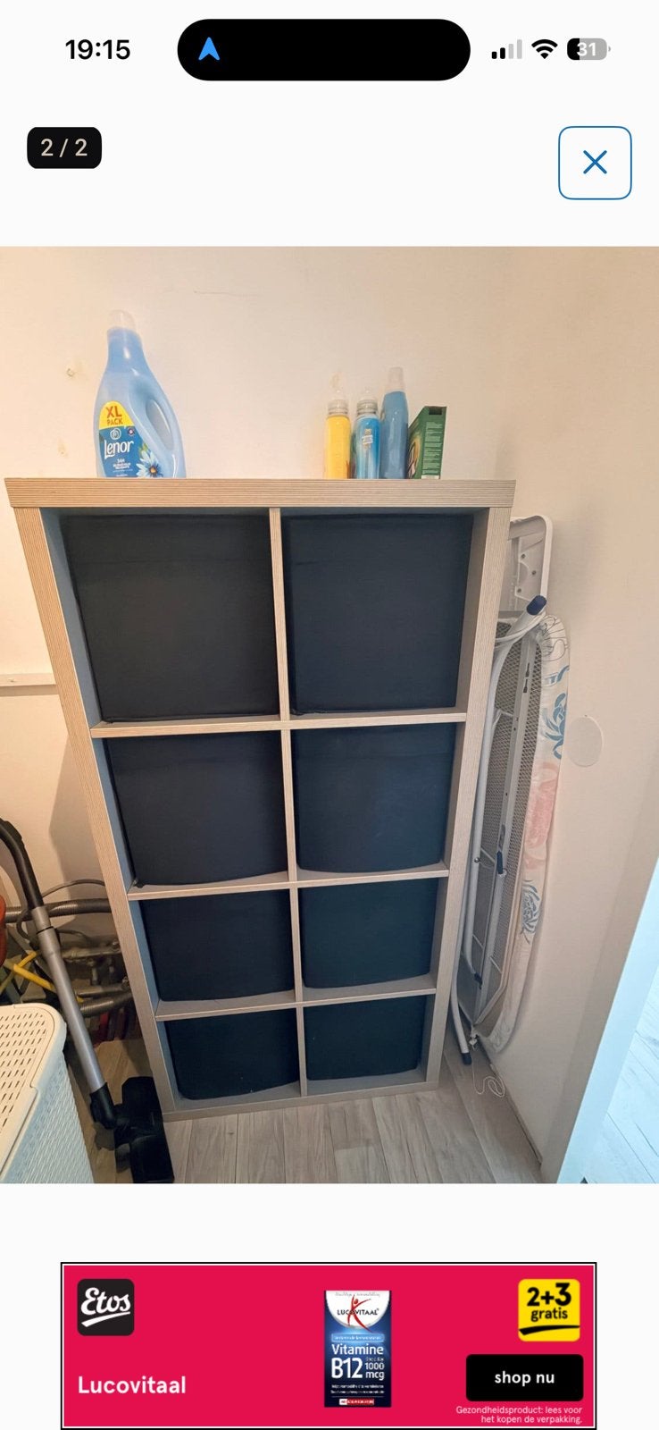 8 zwarte stoffen bakken voor Kallax, Ophalen, Minder dan 35 cm, Minder dan 50 cm, Minder dan 40 cm