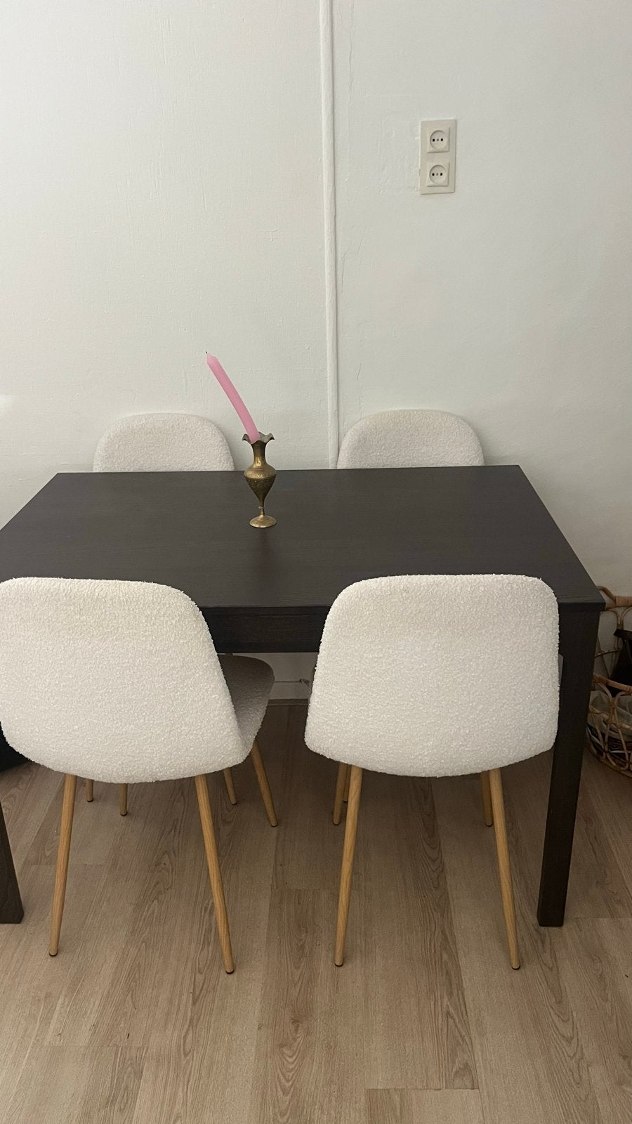 IKEA uitschuifbare eettafel ekedale met 4 teddy stoelen, Ophalen, 100 tot 150 cm, 50 tot 100 cm, Zo goed als nieuw