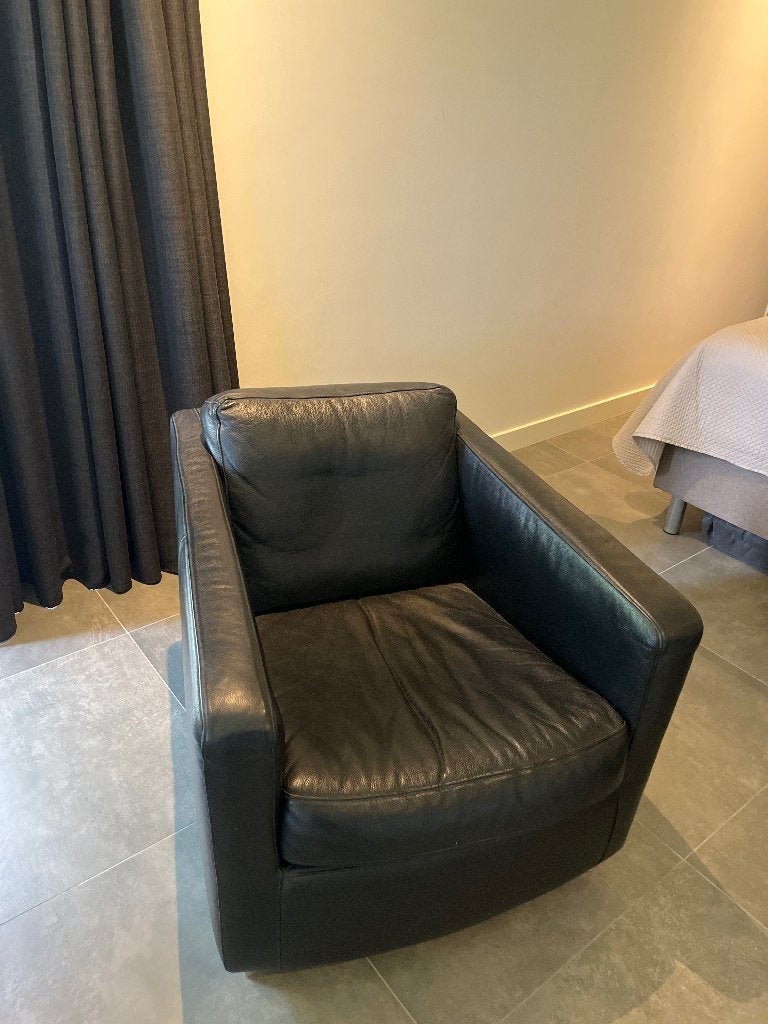 Fauteuil leer, Huis en Inrichting, Fauteuils, Ophalen, Gebruikt, 50 tot 75 cm, Leer