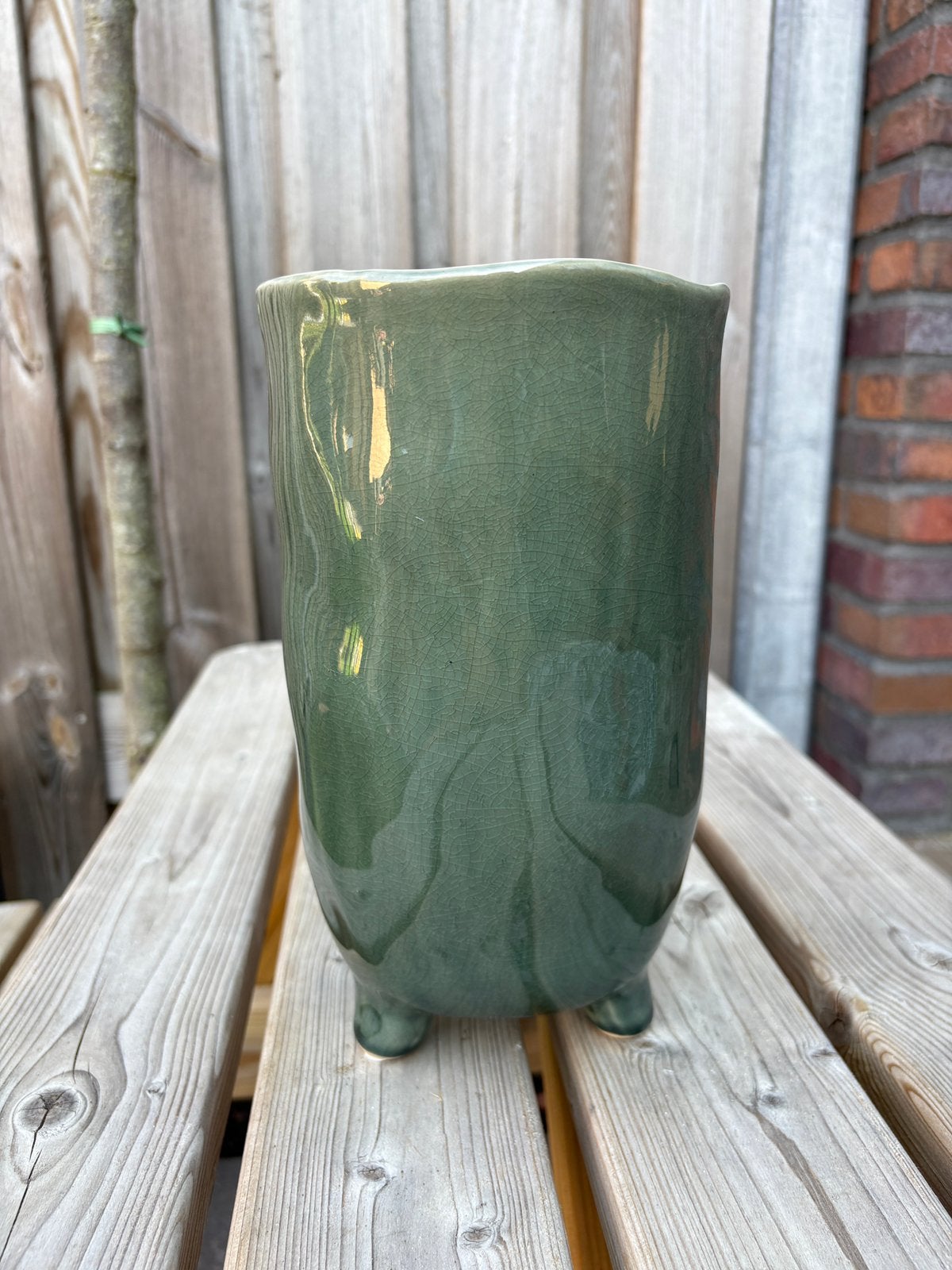 Bloempot groen H24 D14cm, Ophalen, Rond, Binnen, Zo goed als nieuw