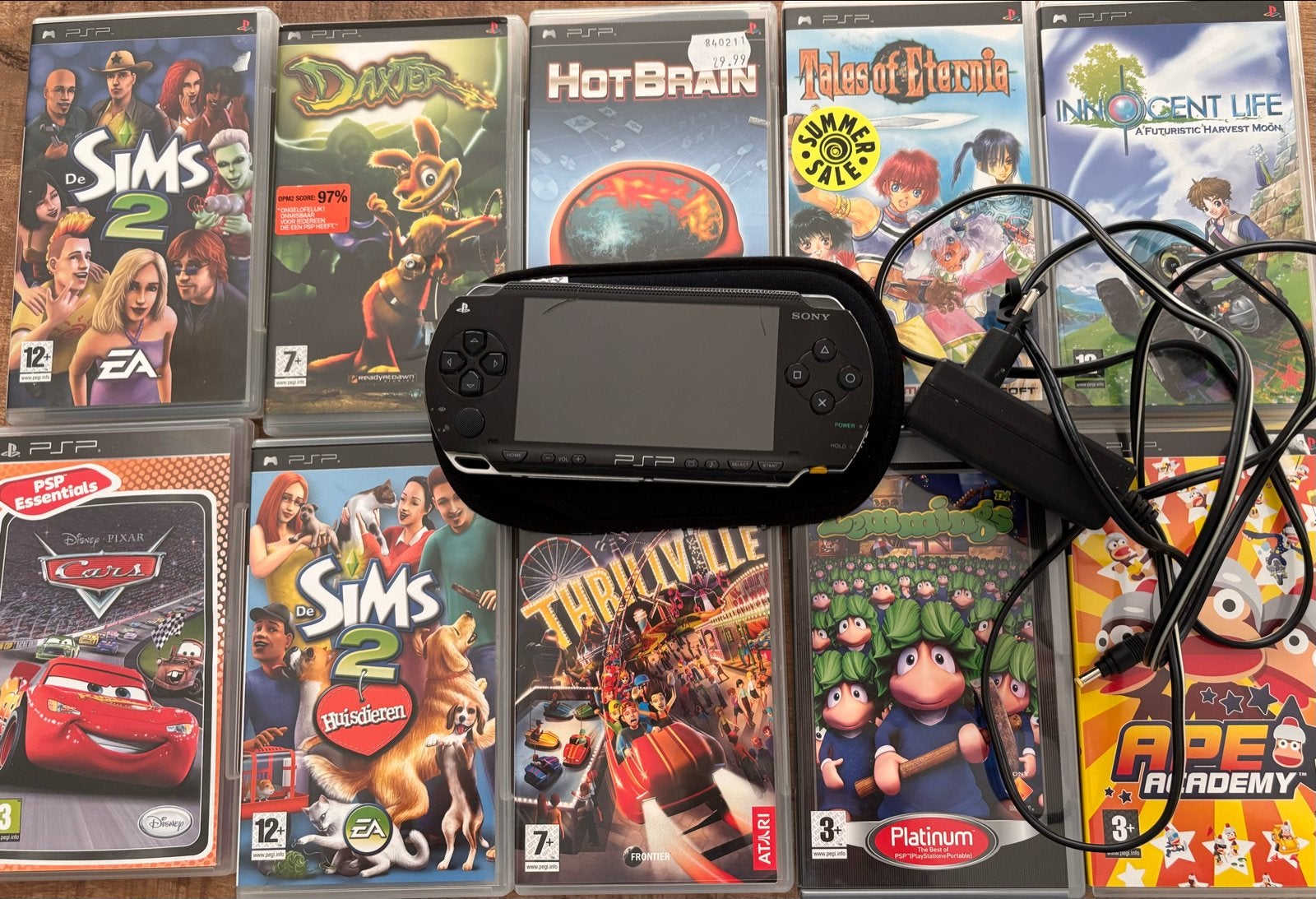 Sony PSP met 10 games en accessoires, Zwart, Ophalen of Verzenden, PSP, Gebruikt