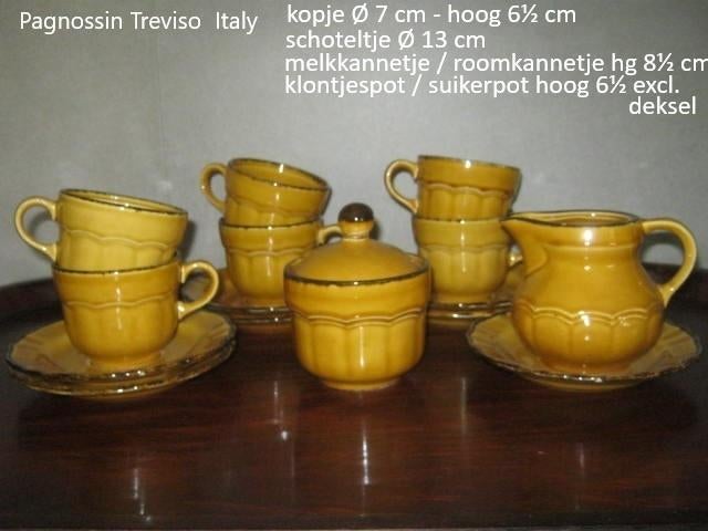 Pagnossin, vintage kop & schoteks, melkkannetje, suikerpotje, Ophalen of Verzenden