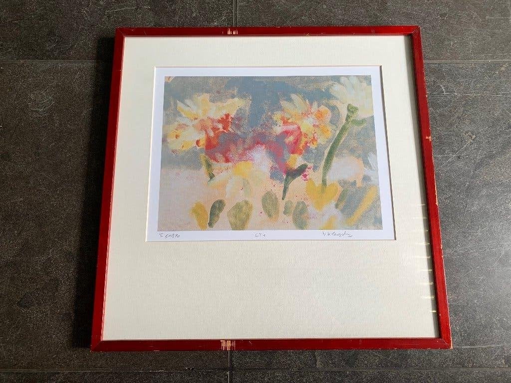 Viviane Klagsbrun zeefdruk Stilleven, Antiek en Kunst, Bloemen, Overige technieken, Ophalen of Verzenden, Klassiek