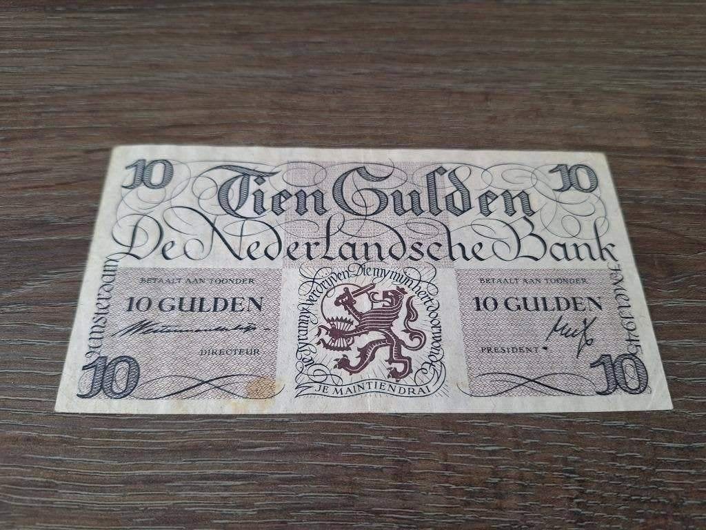 Biljet 10 gulden geldzuivering Lieftinck, 1945, Postzegels en Munten, Bankbiljetten | Nederland, Ophalen of Verzenden, 10 gulden