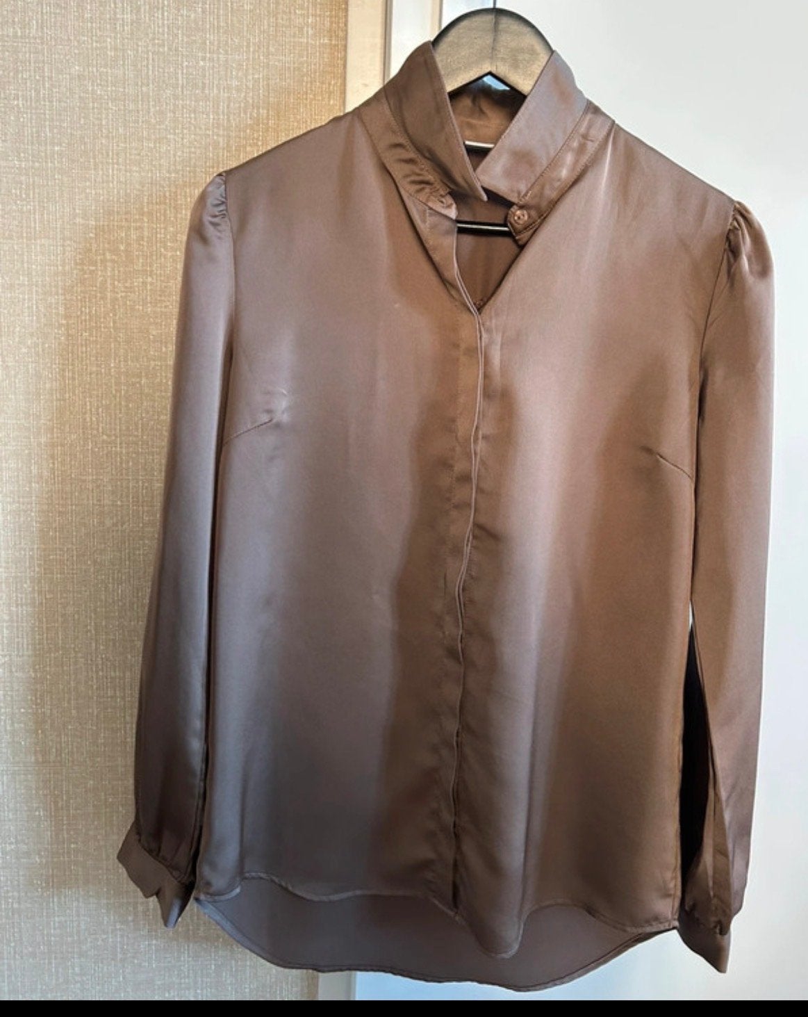 VILA Satijnen Blouse - Maat 36, Kleding | Dames, Ophalen of Verzenden, Zo goed als nieuw, Maat 36 (S), Bruin