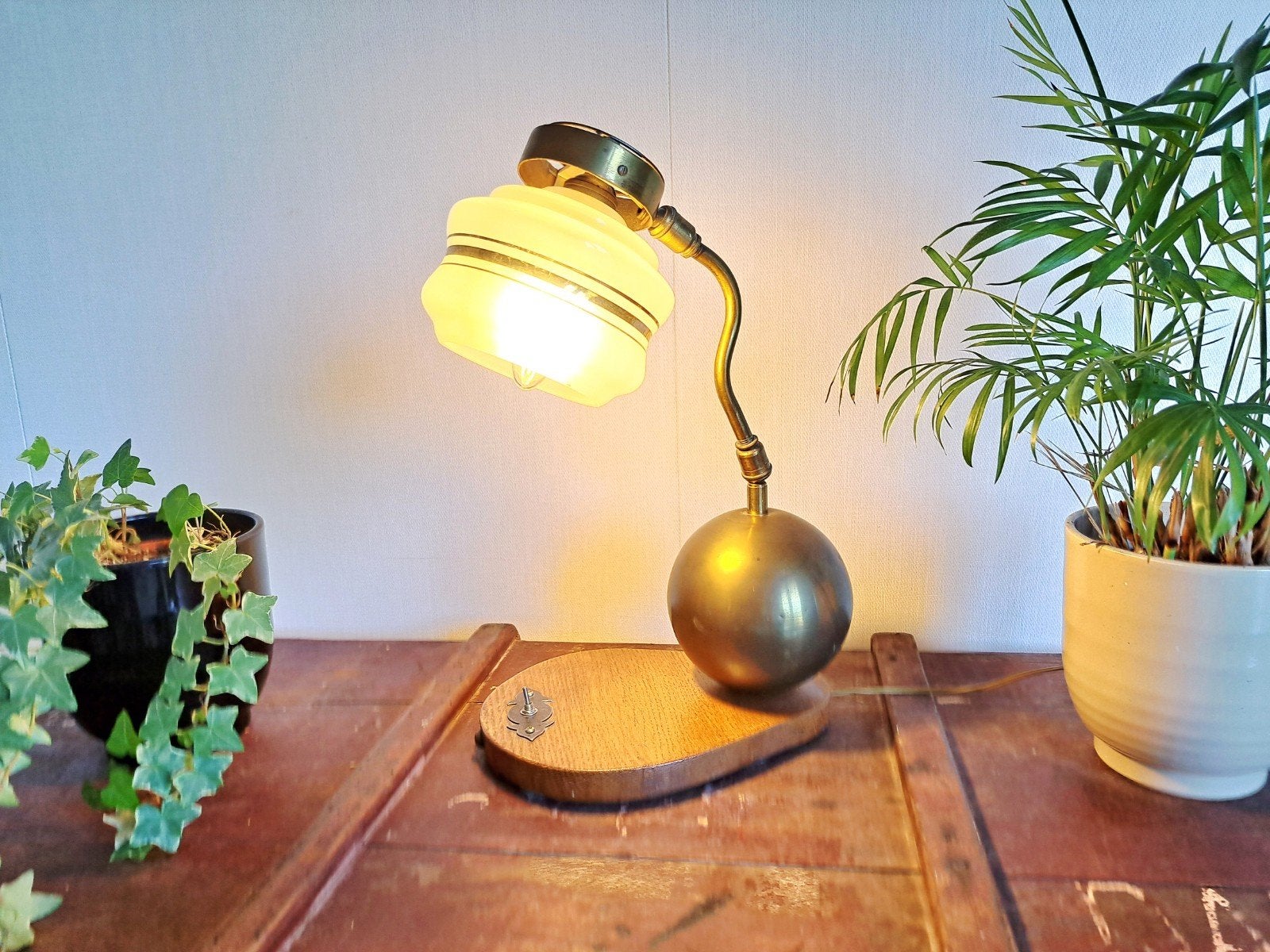 Zeldzame Art Deco Tafellamp met Kogelgewrichten, Ophalen of Verzenden