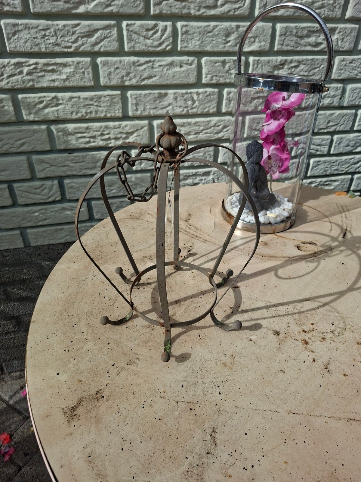 Metalen kroon decoratie voor huis of tuin, Huis en Inrichting, Vintage, Gebruikt, Ophalen of Verzenden, Metaal