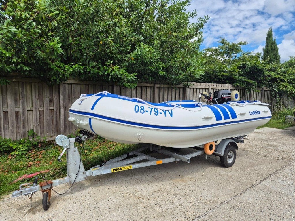Lodestar 380 + Mercury 20pk + Pega Trailer, Ophalen, Gebruikt, Airdeck, Inclusief motor