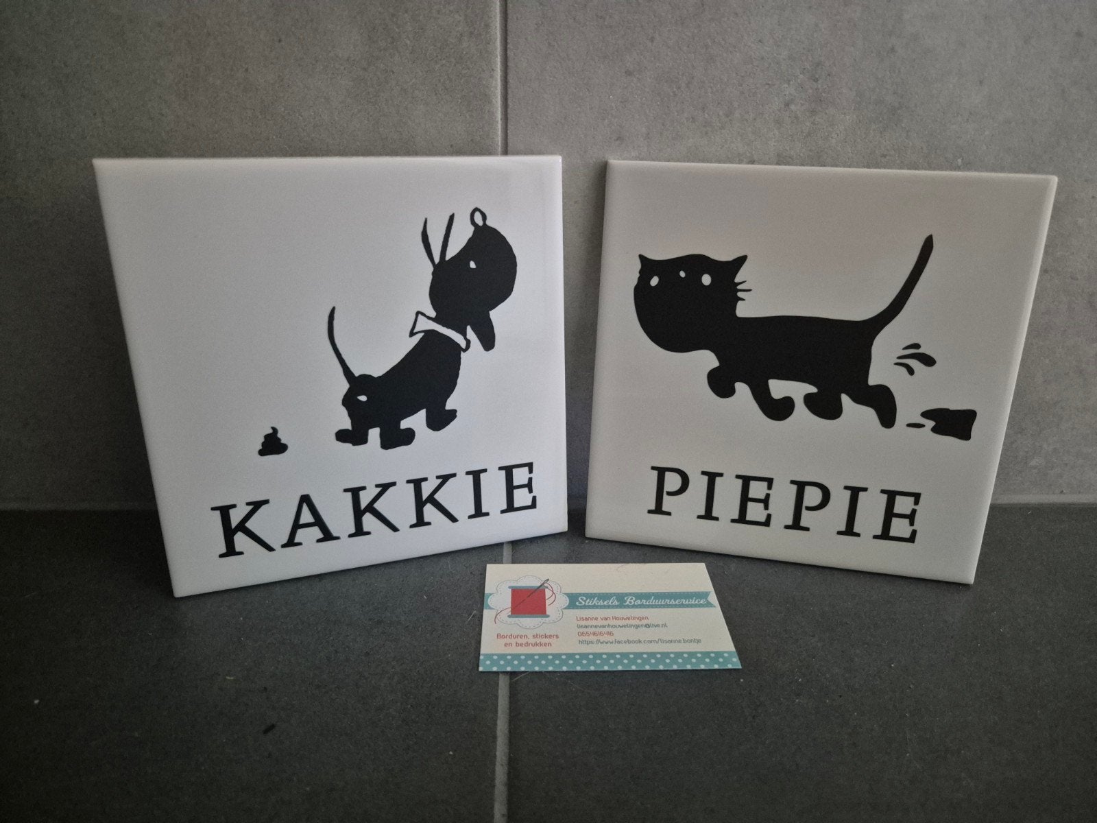 setje tegeltjes van kakkie en piepie, Huis en Inrichting, Ophalen of Verzenden, Nieuw