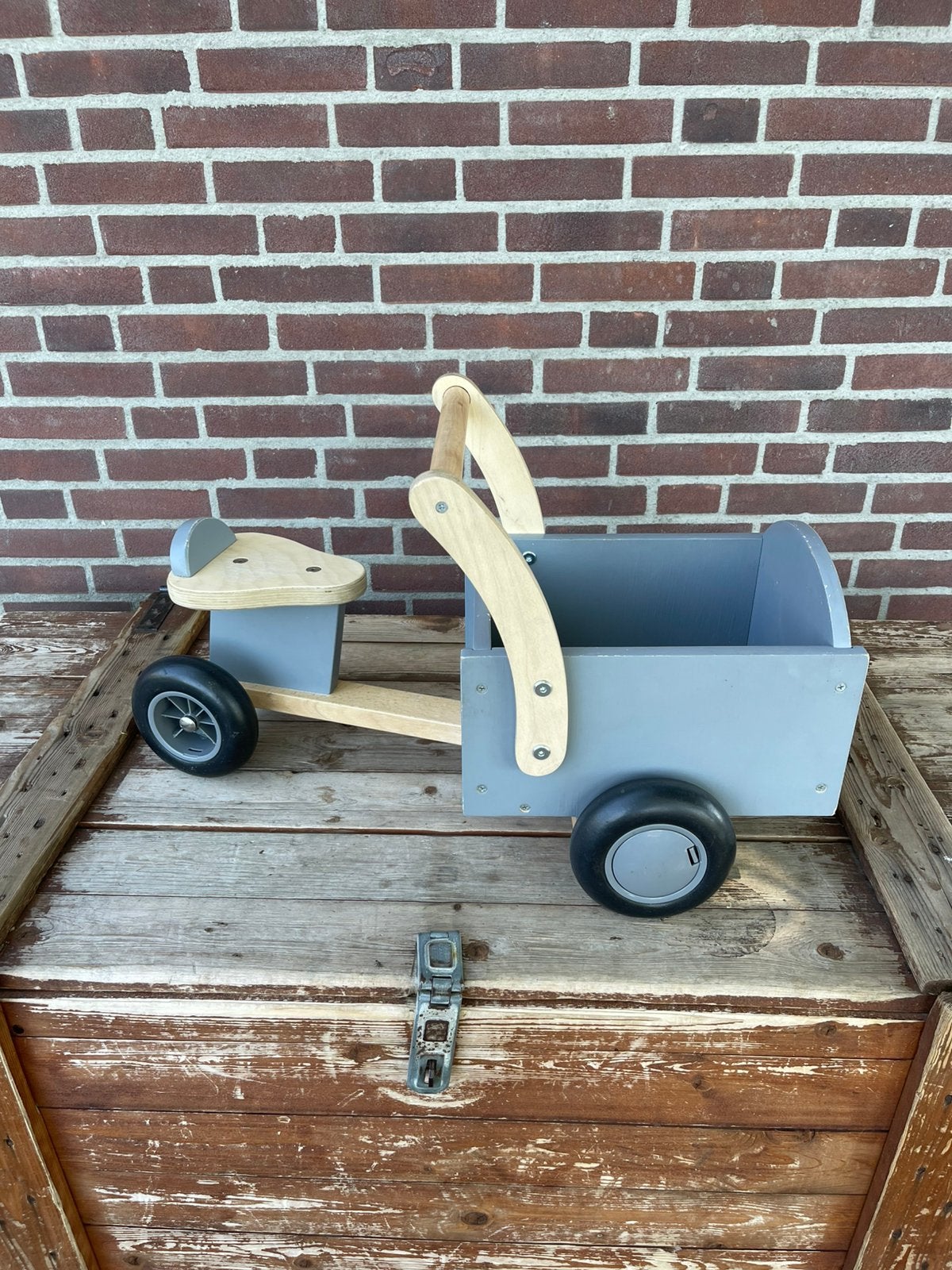 Grijze houten bakfiets, Ophalen, Gebruikt, Overige merken