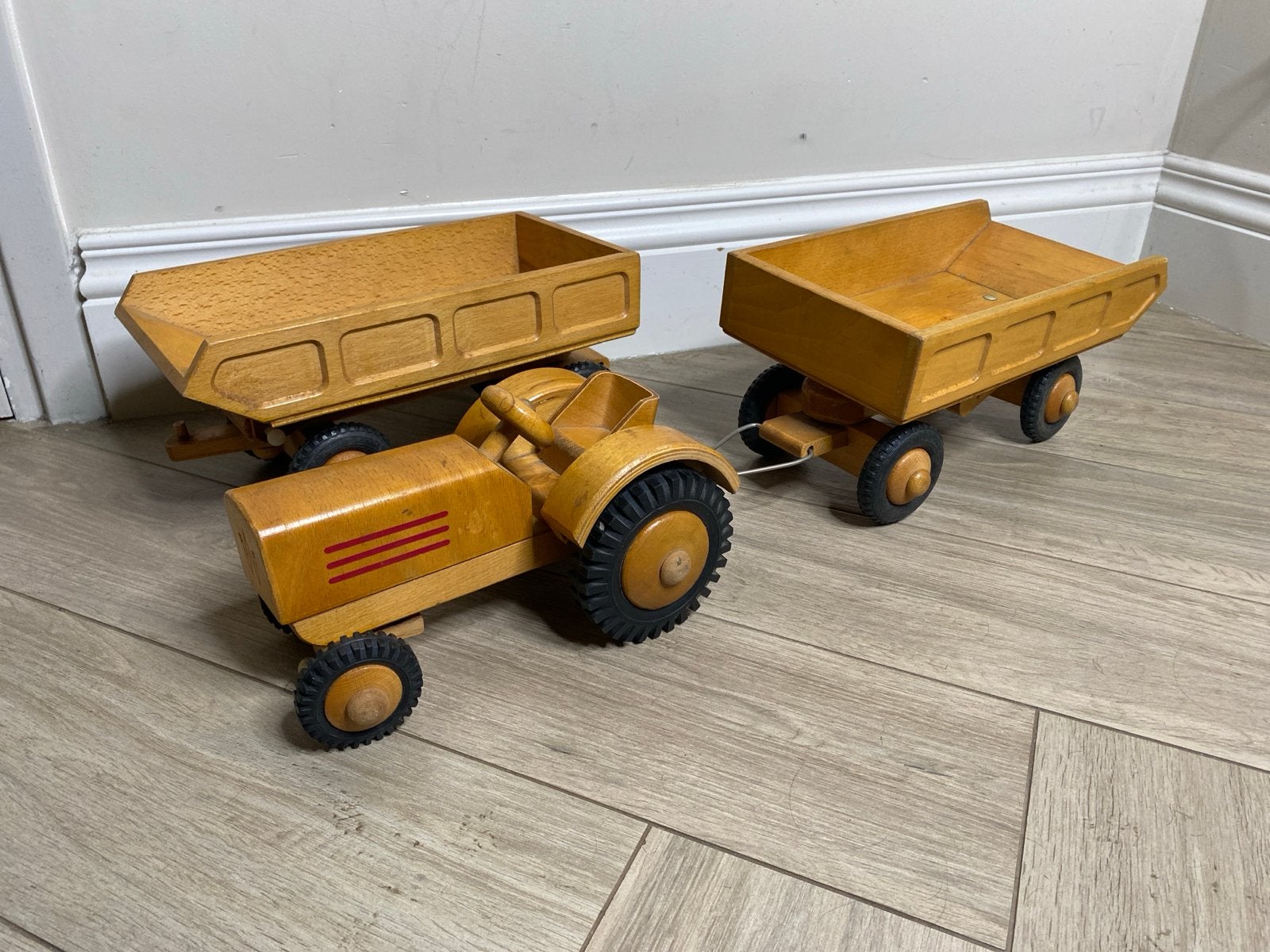 Vintage houten speelgoed tractor en aanhangers FWF GDR, Gebruikt, Dr.-Külz-Straße 23, 08412 Werdau, Germany, Ophalen of Verzenden