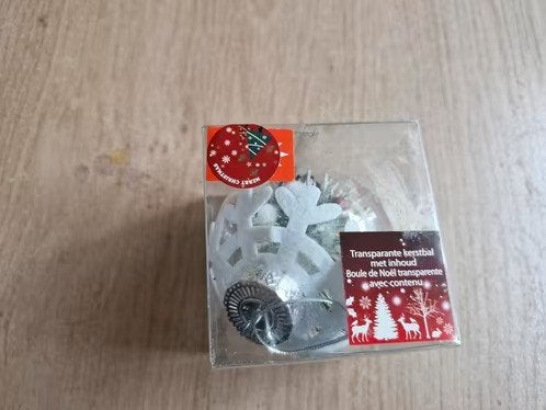 Doorzichtige kerstbal met sneeuwvlokken h, Evora, Onbekend, Nieuw, Ophalen of Verzenden