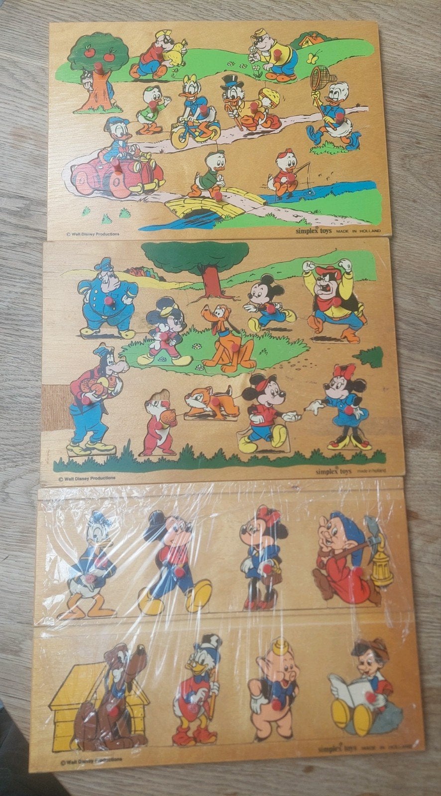wald disney houten puzzels simplex toys houten speelgoed, Verzamelen, Ophalen of Verzenden, Gebruikt