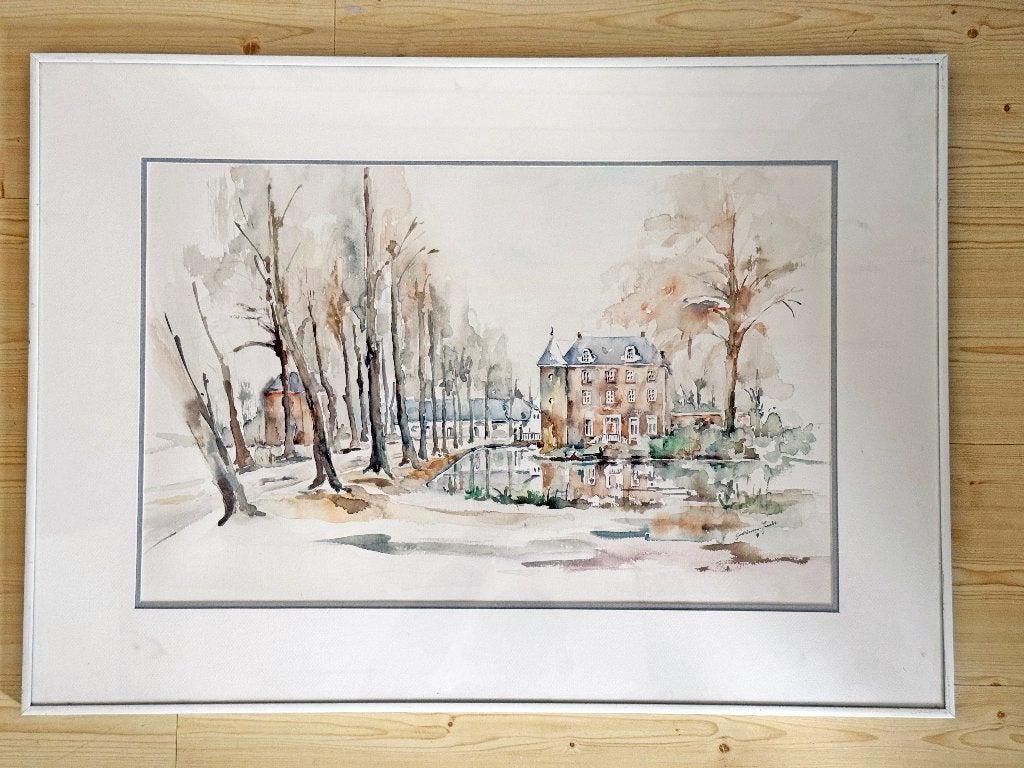 Kasteel Holtmühle, aquarel van G. van der Sterren-Jacobs, Antiek en Kunst, Kunst | Schilderijen | Klassiek, Ophalen, Gedateerd
