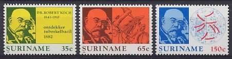 Suriname 305/7 postfris Robert Koch 1982, Postzegels en Munten, Ophalen of Verzenden, Postfris