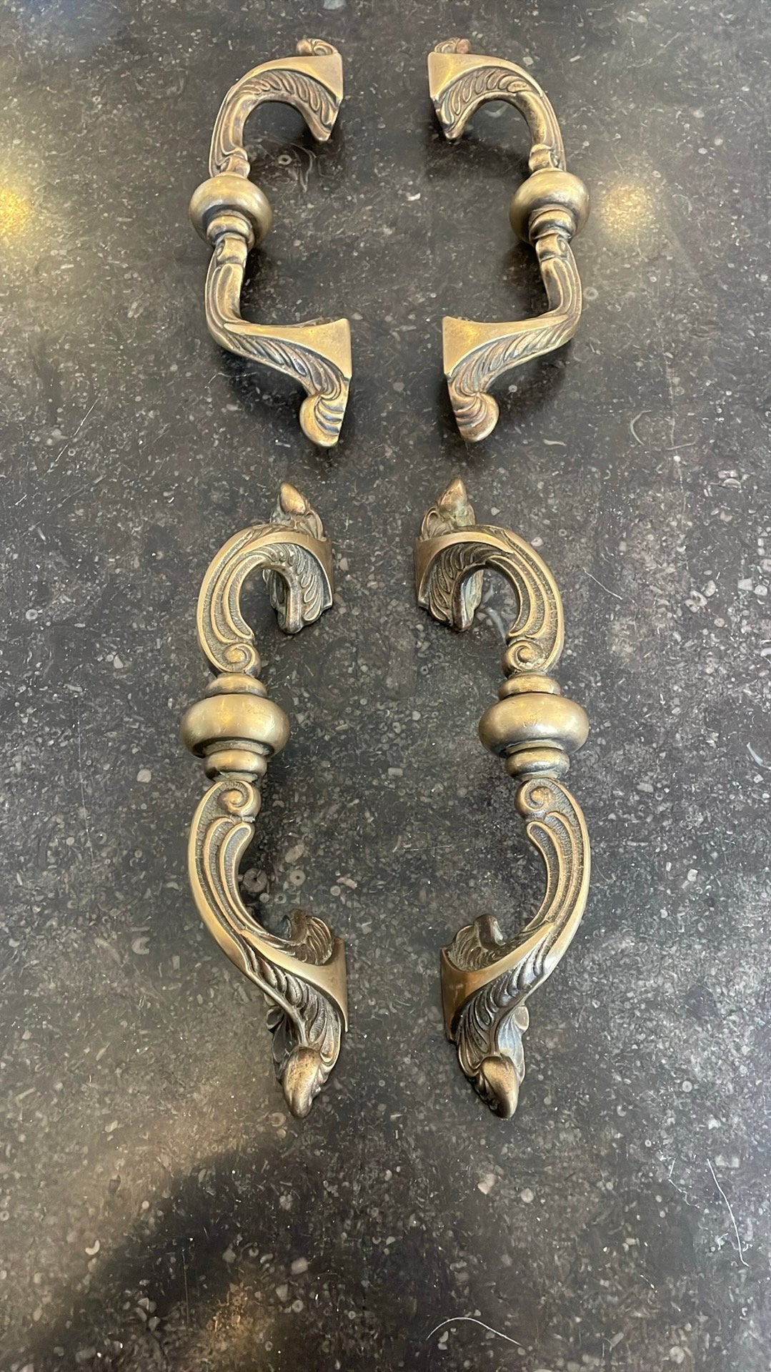 2x Set van 2 IMPOSANTE Bronzen Deurgrepen ANTIEK deur grepen, Antiek en Kunst, Ophalen of Verzenden