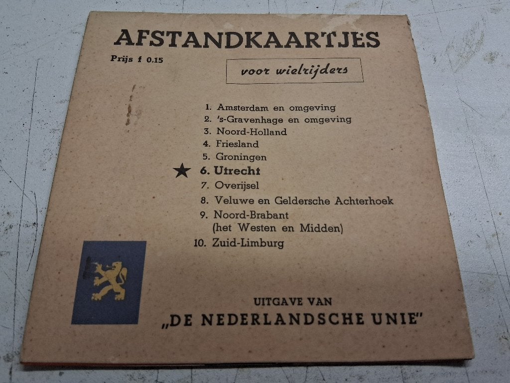 Afstandkaartje Utrecht voor de fiets Vintage Nostalgie, Ophalen of Verzenden, Gebruikt