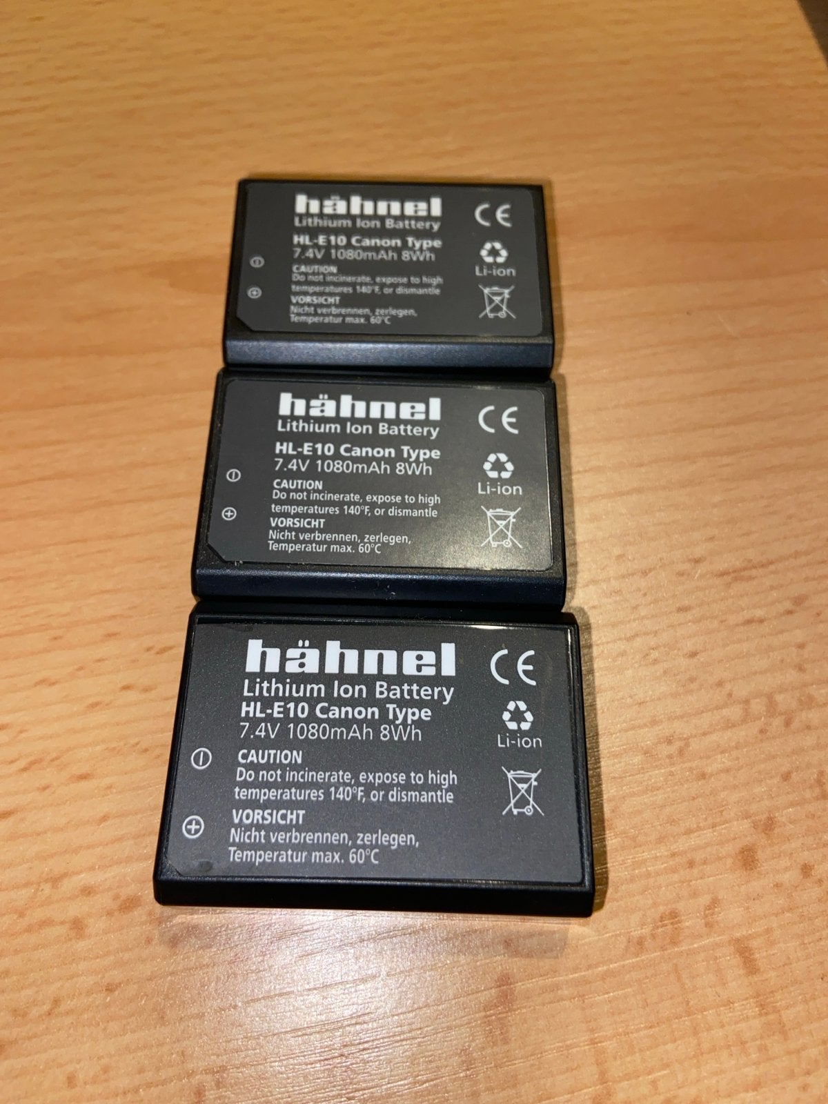 3x Hähnel HL-E10 Canon Type Accu 7.4V 1080mAh 8Wh, Ophalen, Zo goed als nieuw