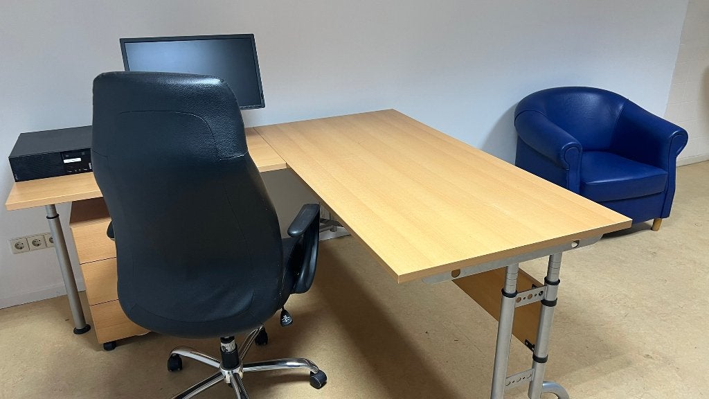 bureau 2-delig, Huis en Inrichting, Ophalen, Gebruikt, Hout, Bruin