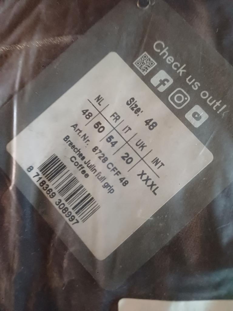 Fijne rijbroek qhp maat 48 46 44 model julin ful grip, Dieren en Toebehoren, Paardrijkleding, Ophalen of Verzenden, Nieuw