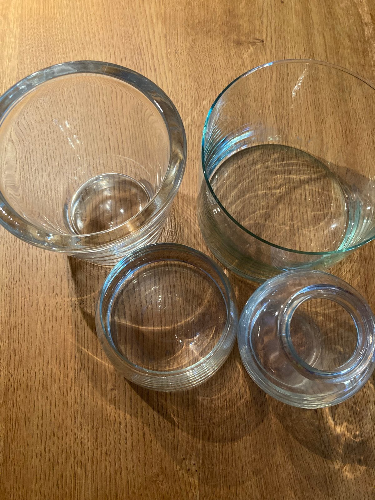 Set van 4 glazen vazen/potten, Ophalen of Verzenden