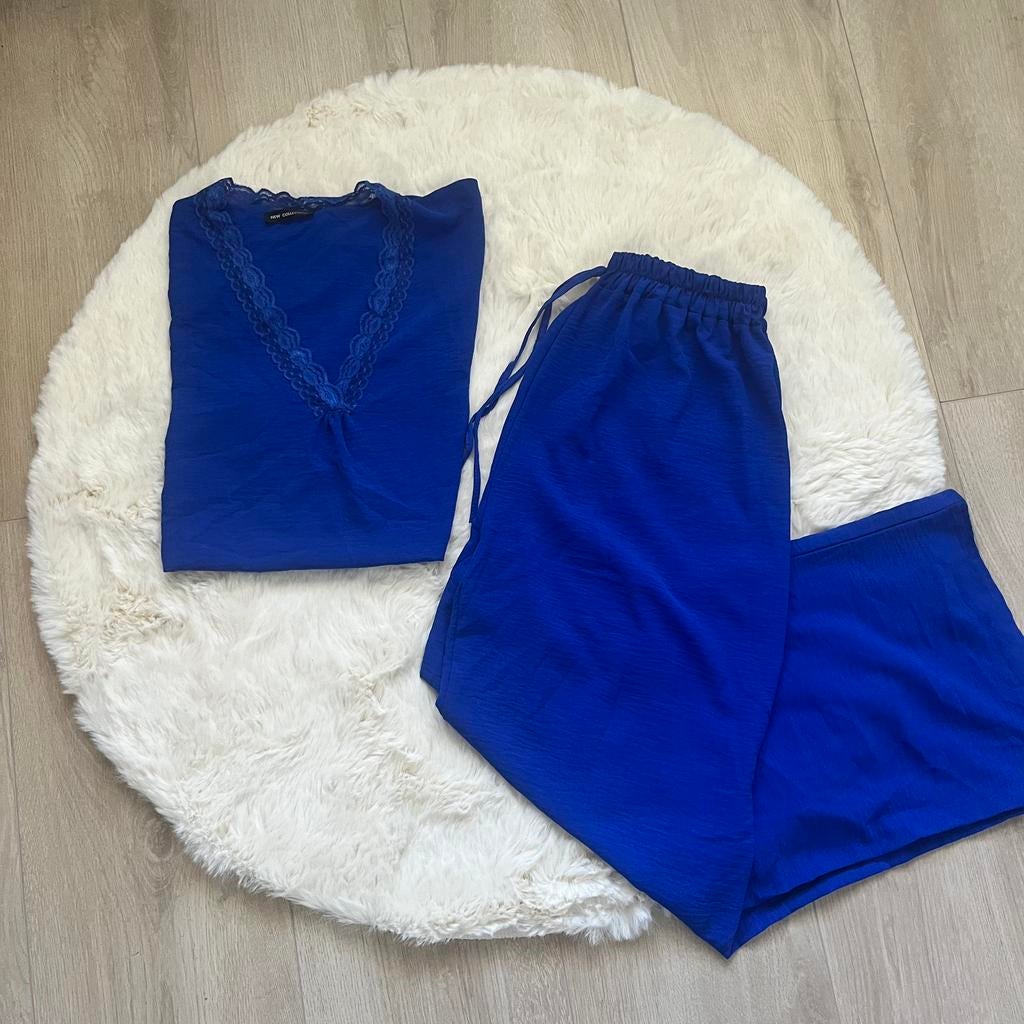 Kobaltblauwe Co-ord Set Top & Broek – Maat XL, Ophalen of Verzenden, Zo goed als nieuw