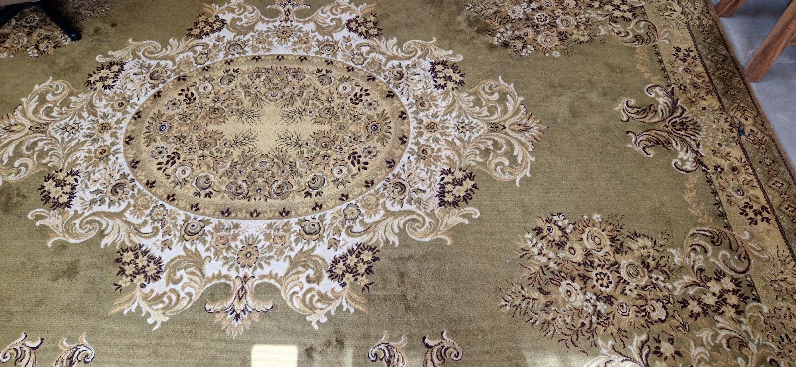 Foto 6 van Prachtig vintage vloerkleed - Groen met Klassiek Patroon